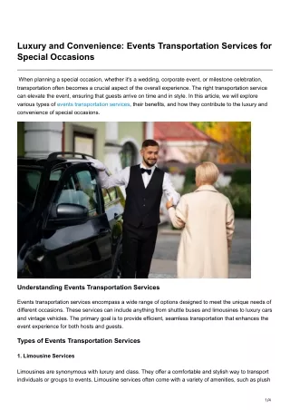 Luxury and Convenience Events Transportation Services for Special Occasions