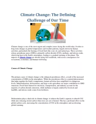 Climate Change The Defining Challenge of Our Time