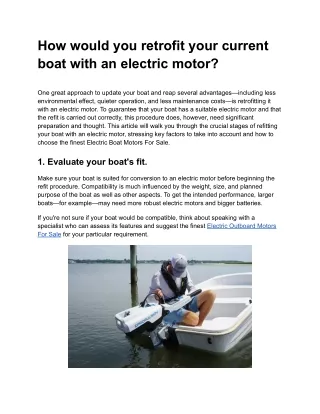 How would you retrofit your current boat with an electric motor