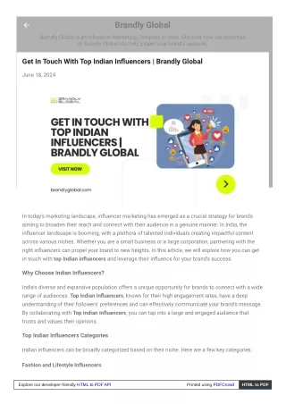 Get In Touch With Top Indian Influencers  Brandly Global