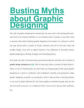 Busting Myths about Graphic Designing