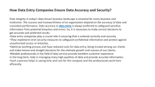 Data Entry Companies Ensure Data Accuracy and Security