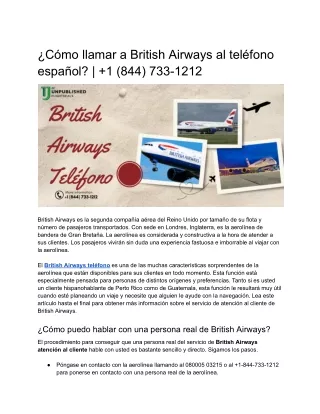 ¿Cómo llamar a British Airways al teléfono español? |  1 (844) 733-1212