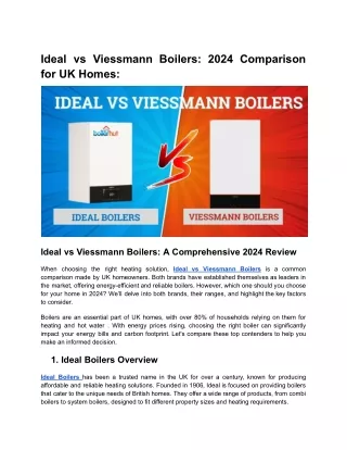 Ideal vs Viessmann Boilers