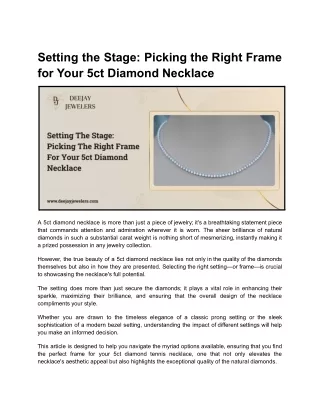 Setting the Stage_ Picking the Right Frame for Your 5ct Diamond Necklace