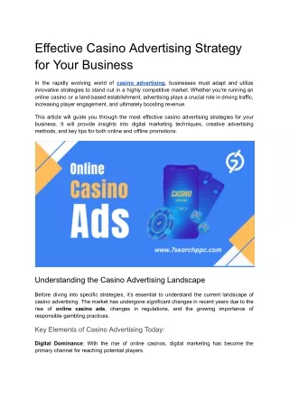 Effective Casino Advertising Strategy for Your Business