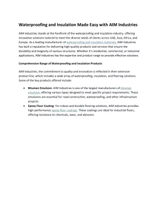 Waterproofing and Insulation Made Easy with AIM Industries