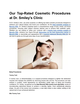 Our Top-Rated Cosmetic Procedures at Dr. Smiley's Clinic