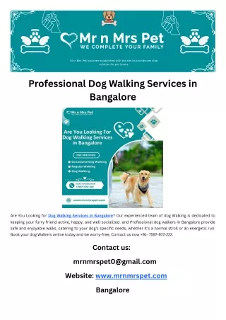 Professional Dog Walking Services in Bangalore