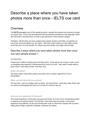 Describe a place where you have taken photos more than once - IELTS cue card