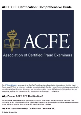 ACFE CFE Certification_ Comprehensive Guide