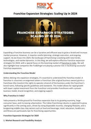 Franchise Expansion Strategies Scaling Up in 2024