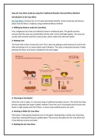 How Gir Cow Ghee made by using the Traditional Wooden Churned Bilona Method?