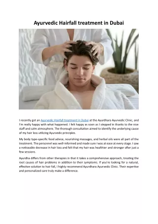 Ayurvedic Hairfall treatment in Dubai