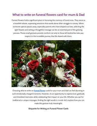 What to write on funeral flowers card for mum & Dad