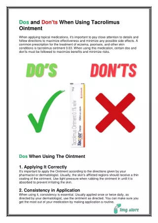 Dos and Donts When Using Tacrolimus Ointment