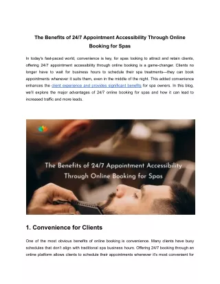The Benefits of 24_7 Appointment Accessibility Through Online Booking for Spas