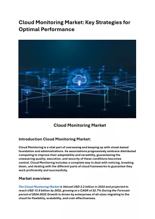 Cloud Monitoring Market Key Strategies for Optimal Performance