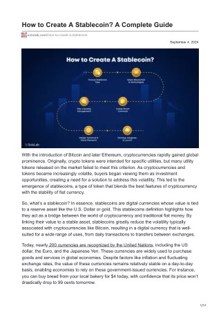 How to Create A Stablecoin A Complete Guide