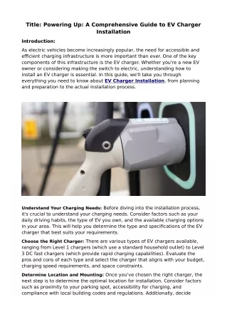 Title_ Powering Up_ A Comprehensive Guide to EV Charger Installation-1