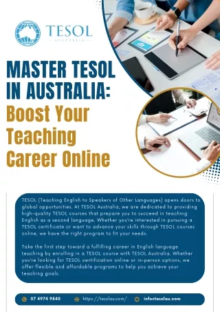 Master TESOL in Australia: Boost Your Teaching Career Online