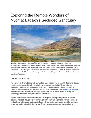 Exploring the Remote Wonders of Nyoma_ Ladakh’s Secluded Sanctuary