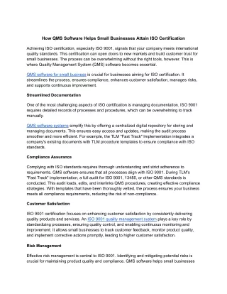 How QMS Software Helps Small Businesses Attain ISO Certification