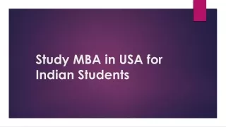 Study MBA in USA for Indian Students