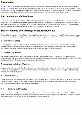 Welcome to a Cleaner Future with Cleaning Service Allentown PA