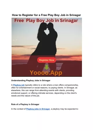 How to Register for a Free Play Boy Job in Srinagar