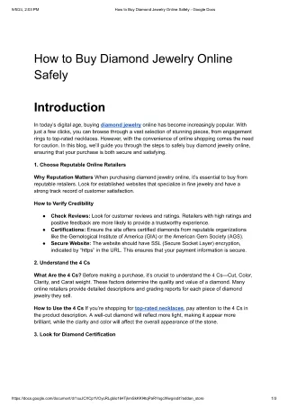 How to Buy Diamond Jewelry Online Safely