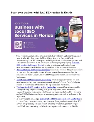 Boost your business with local SEO services in Florida