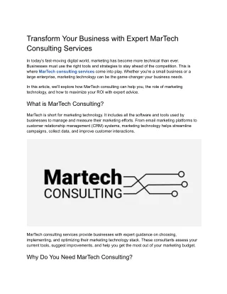 Transform Your Business with Expert MarTech Consulting Services