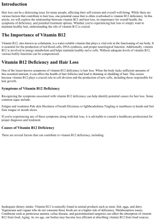 What You Need to Know about Vitamin B12 and Hair Loss