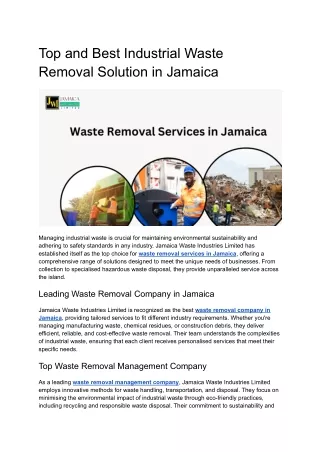 Industrial Waste Removal Solution in Jamaica