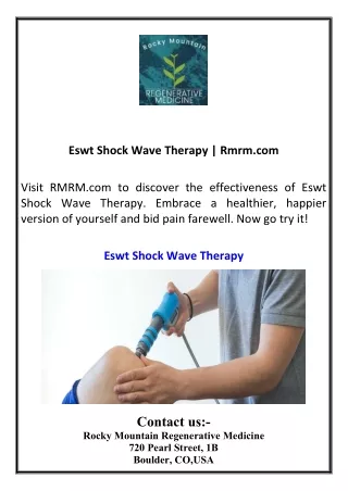 Eswt Shock Wave Therapy  Rmrm.com