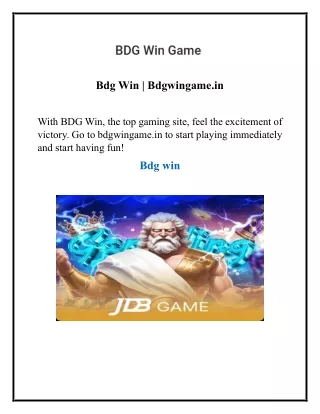 Bdg Win | Bdgwingame.in