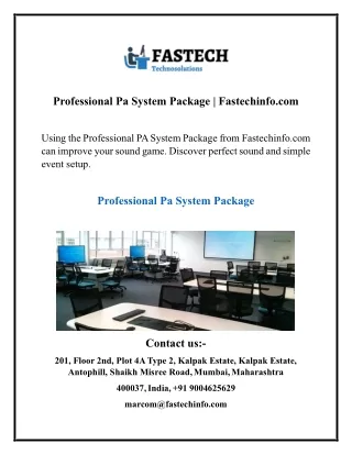 Professional Pa System Package | Fastechinfo.com