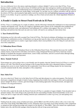 A Foodie’s Guide to Street Food Festivals in El Paso