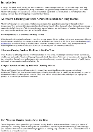 Allentown Cleaning Services: A Perfect Solution for Busy Homes
