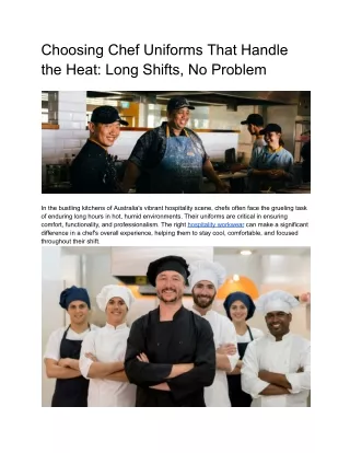 Choosing Chef Uniforms That Handle the Heat_ Long Shifts, No Problem