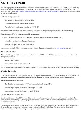 How to Claim the SETC Tax Credit