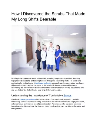How I Discovered the Scrubs That Made My Long Shifts Bearable