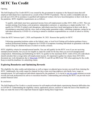SETC Tax Credit Origin