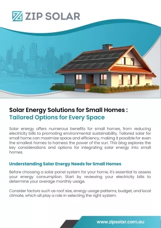 Solar Energy Solutions for Small Homes Tailored Options for Every Space