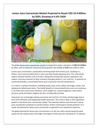 Lemon Juice Concentrate Market
