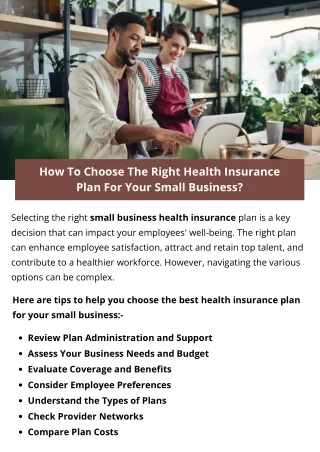 How To Choose The Right Health Insurance Plan For Your Small Business?
