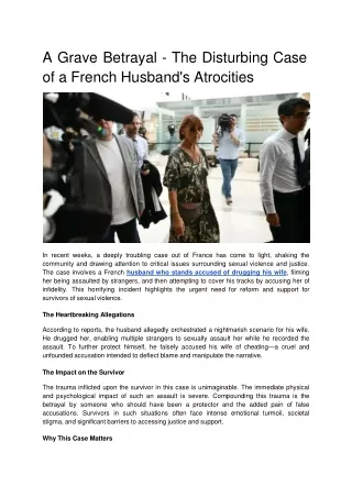 A Grave Betrayal - The Disturbing Case of a French Husband's Atrocities