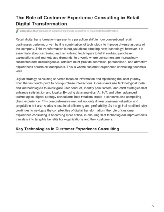 The Role of Customer Experience Consulting in Retail Digital Transformation