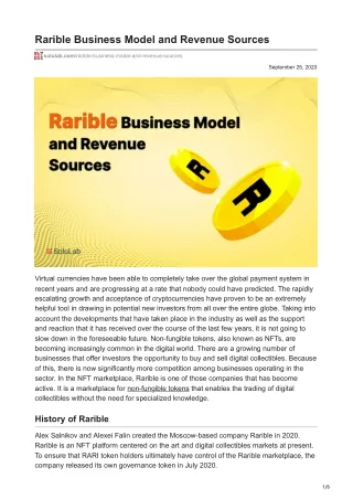 Rarible Business Model and Revenue Sources